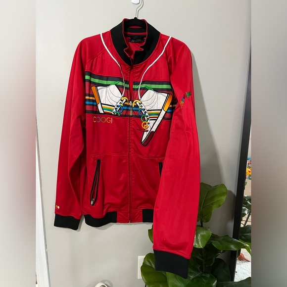 COOGI red shoe lace zip up track bomber jacket size XXL - Picture 3 of 14